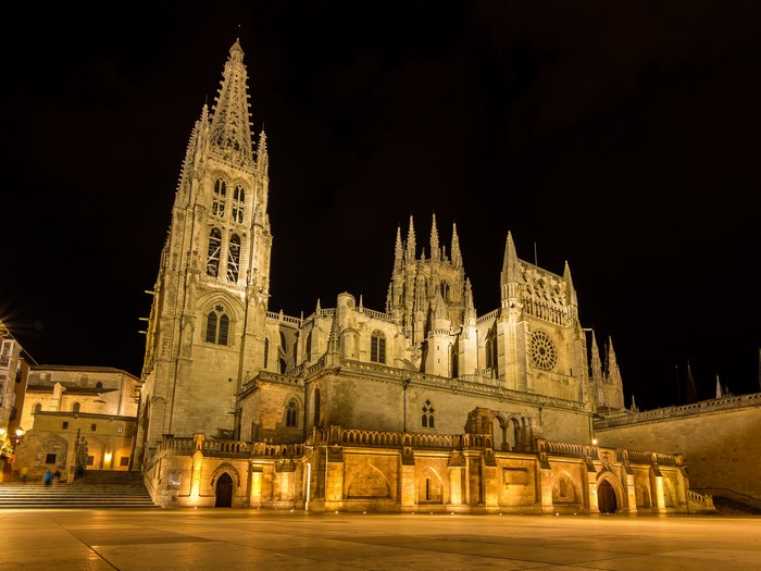 Burgos Cathedral at night, Spain