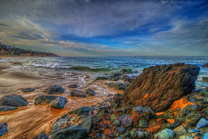 Rocky Coastline with Waves at Laguna Beach, California