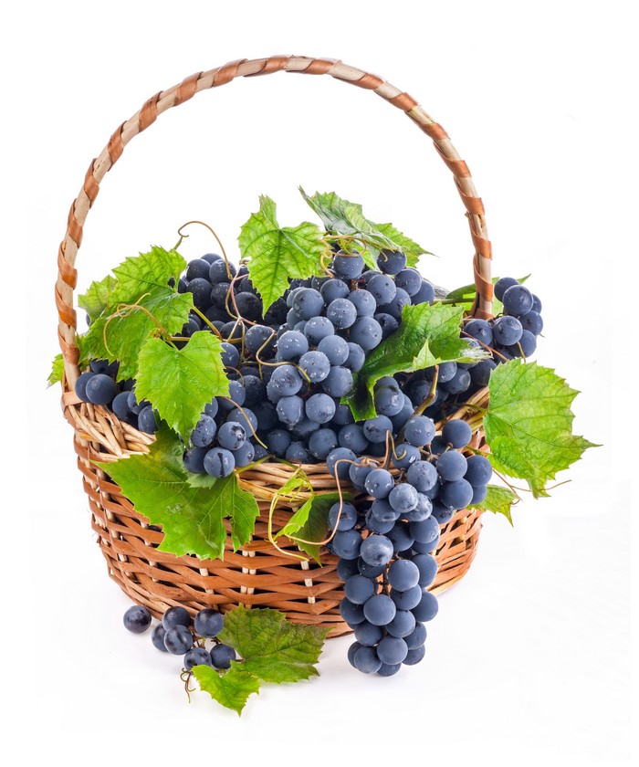 Grapes in a wicker basket
