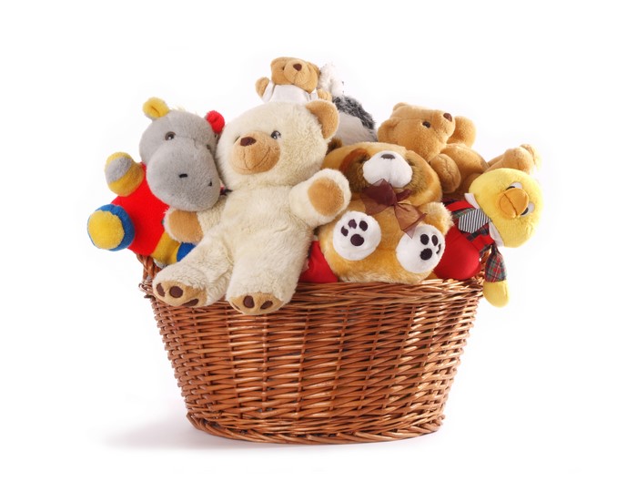 Toys in a wicker basket