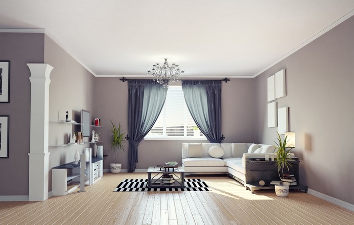 Modern Living Room with Sectional Sofa and Chandelier