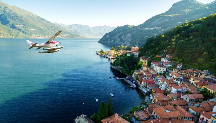 4K Seaplane over Varenna, Italy Lake Como