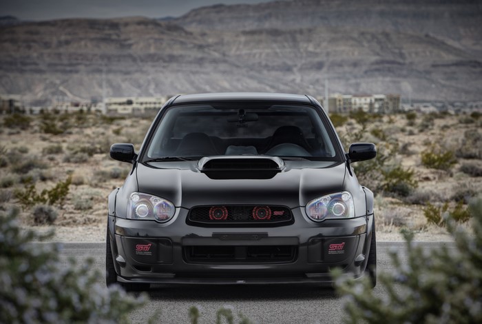 Black Subaru Impreza WRX STI Front View