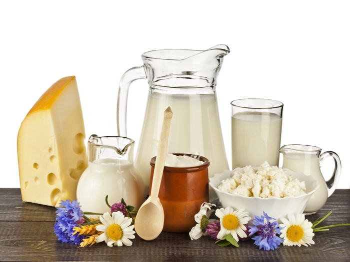 Dairy products with flowers