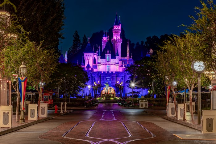 Disneyland Castle at Night in Anaheim, California
