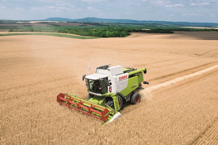 Claas Lexion 630 combine harvester in a wheat field