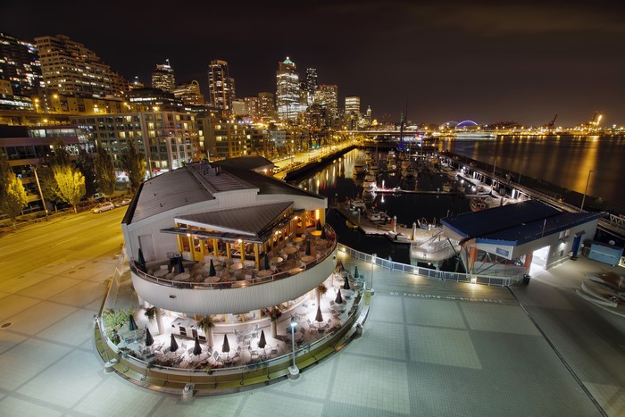 Seattle Waterfront at Night, Washington, USA