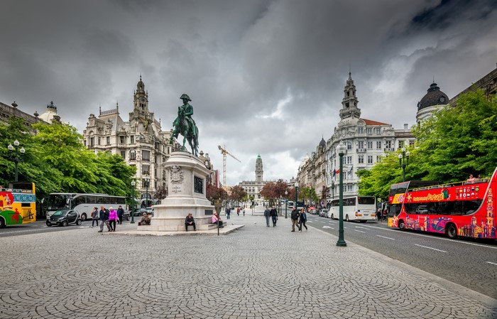 Statue of Dom Pedro IV in Porto, Portugal