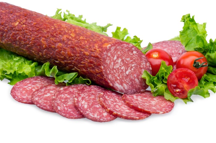 Sliced Salami Sausage with Tomatoes and Lettuce