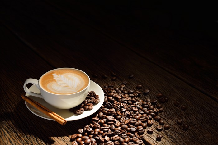Cappuccino with Cinnamon and Coffee Beans