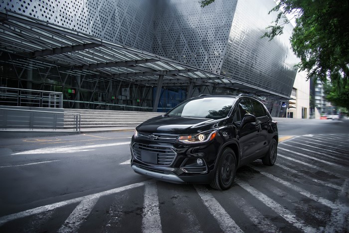 Black Chevrolet Trax Premier Midnight MX-spec parked on street