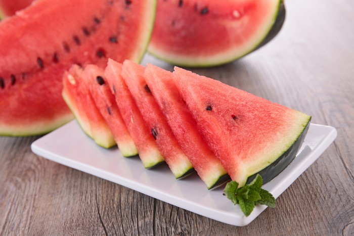 Watermelon slices on a plate