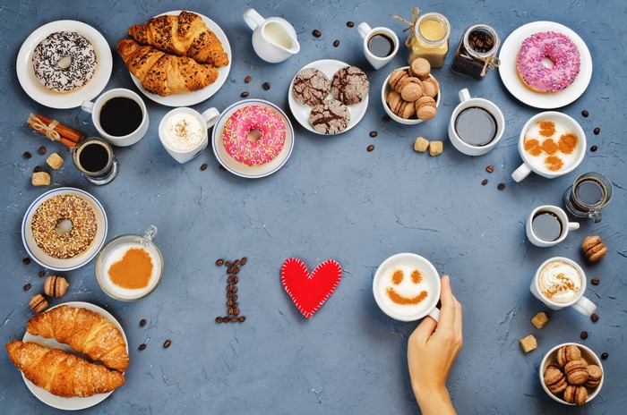 Coffee, Donuts, Croissants, and a Heart