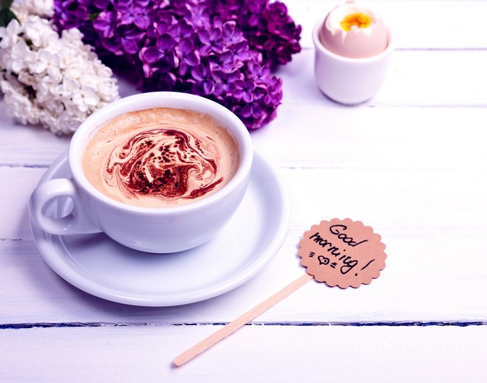 Good Morning Coffee Cappuccino Cup Saucer