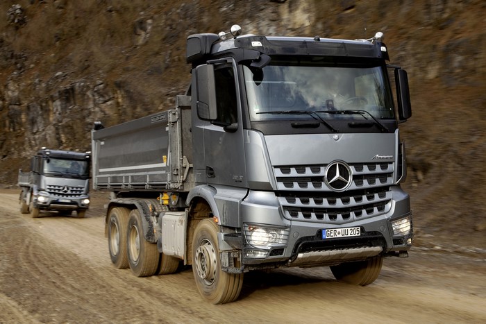 4K Mercedes-Benz Arocs Trucks on a Dirt Road