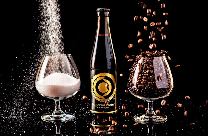 Imperial Porter Coffee & Salt Beer Bottle with Ingredients