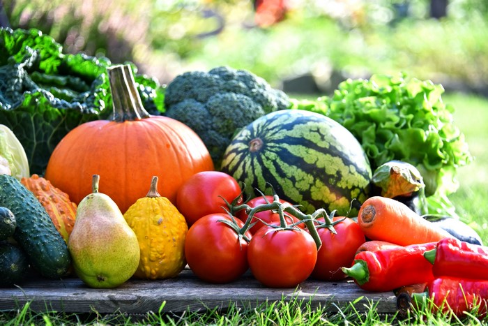 Vegetables, Pears, Watermelons, Tomatoes, Pumpkin, Bell pepper