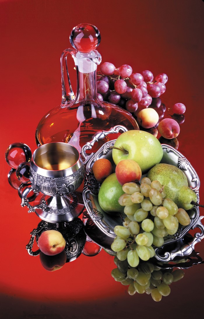 Still-life with fruit, decanter, and goblet