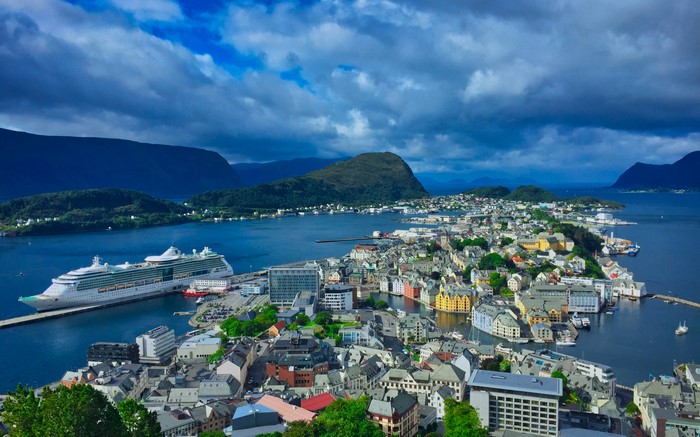Aalesund, Norway: Cruise Ship and Coastal Cityscape