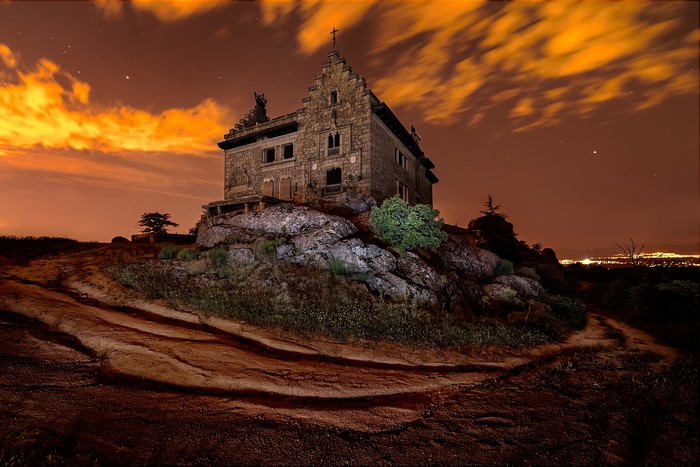 Palace of Canto del Pico, Torrelodones, Spain at dusk
