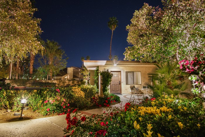 California Houses at Night with Street Lights