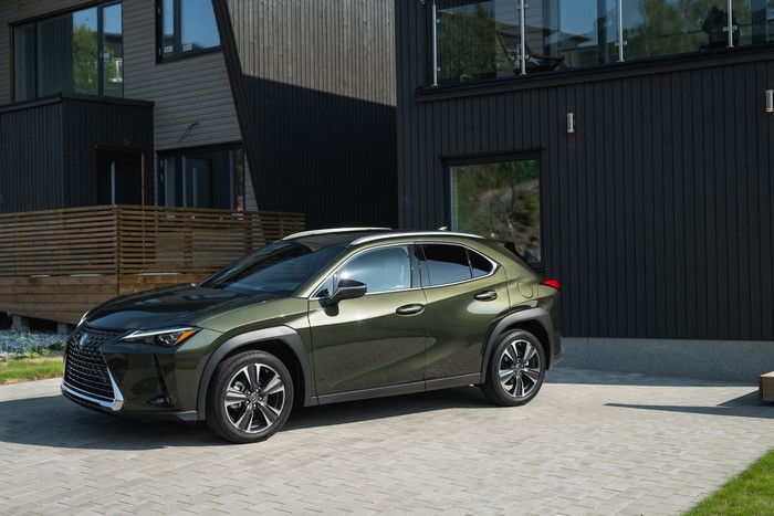 2019 Lexus UX 200 parked in front of a modern house