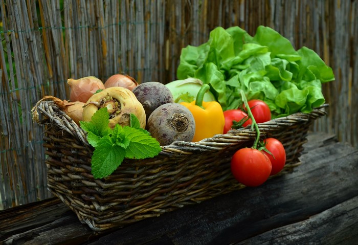 Vegetables in a Wicker Basket