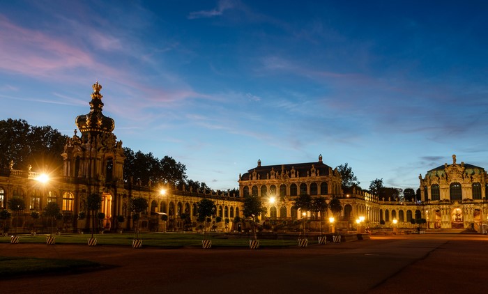 4K Zwinger Palace in Dresden at Evening