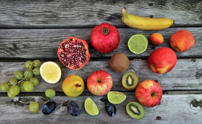 Assortment of Fruits on Wooden Table