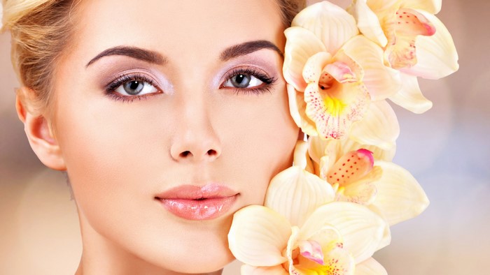 Woman with Orchid Makeup