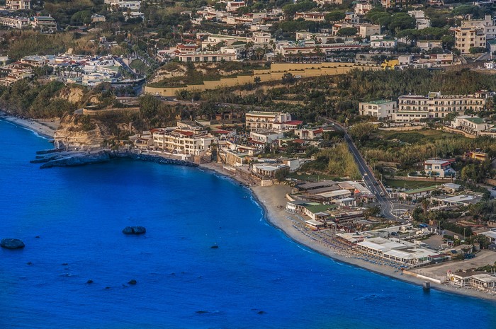 Ischia Citara, Italy coast with houses from above