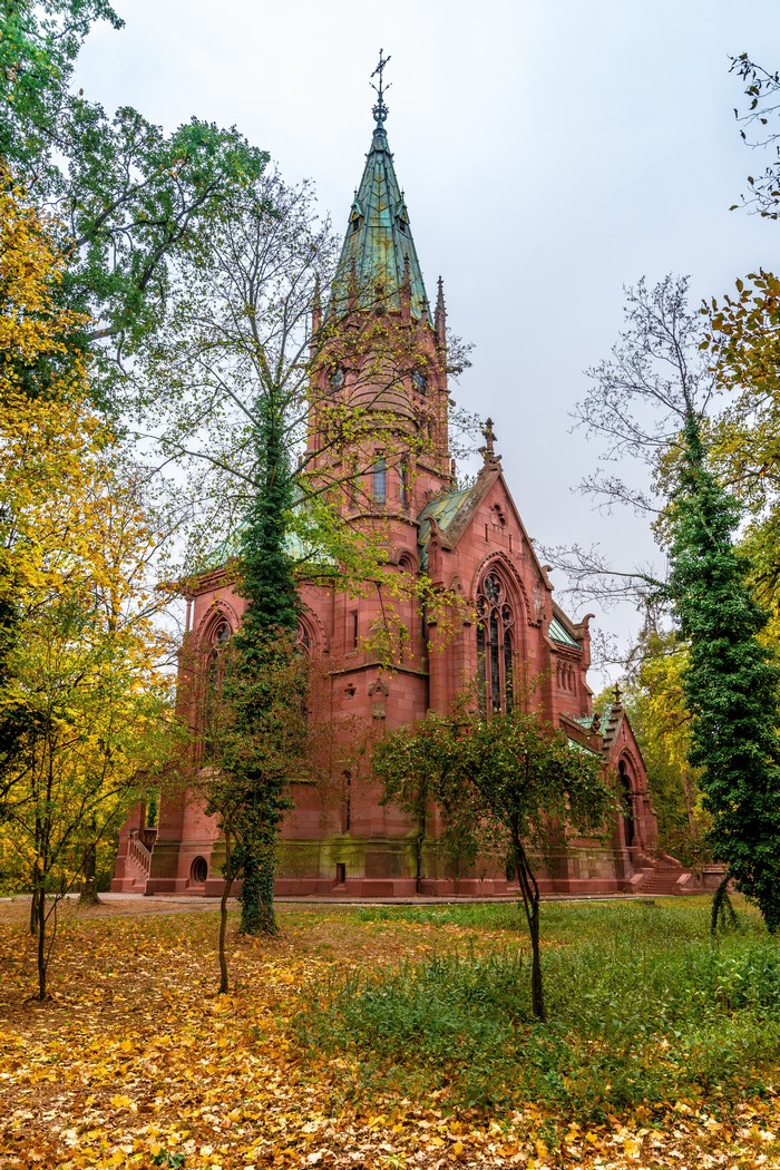 Church in Karlsruhe, Germany during Autumn
