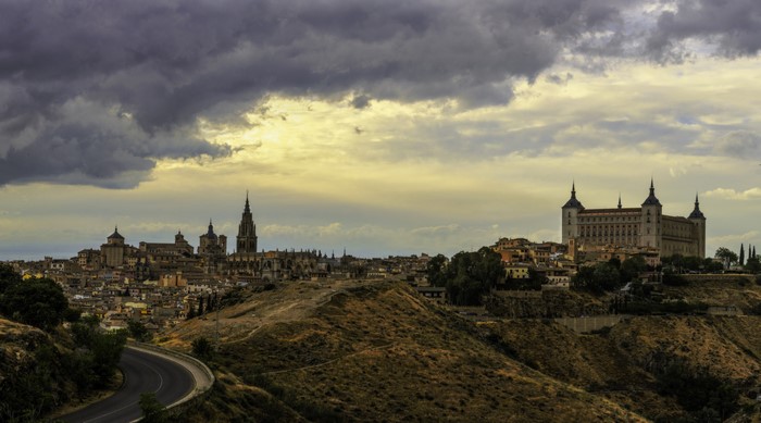 Toledo, Spain cityscape with cathedral and Alcázar