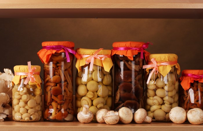 Jars of Pickled Mushrooms