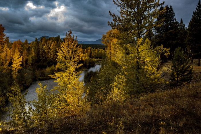 Autumn River in Glacier National Park, Montana