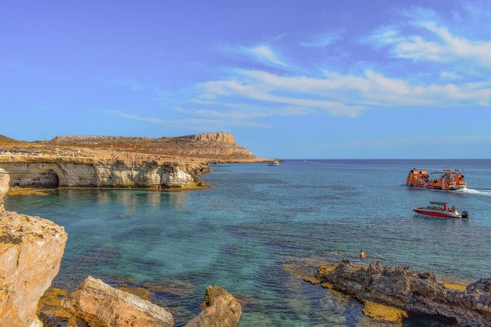 Cape Greco Cyprus Coastline with Boats