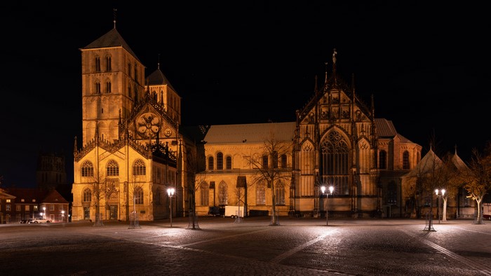 Muenster Cathedral at Night in Germany