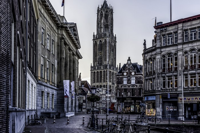 Dom Tower and buildings in Utrecht, Netherlands