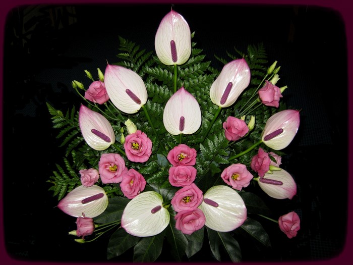 Bouquet of Anthurium and Eustoma flowers