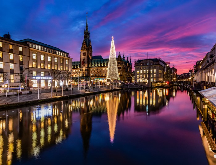 Hamburg Germany Christmas Evening Reflection