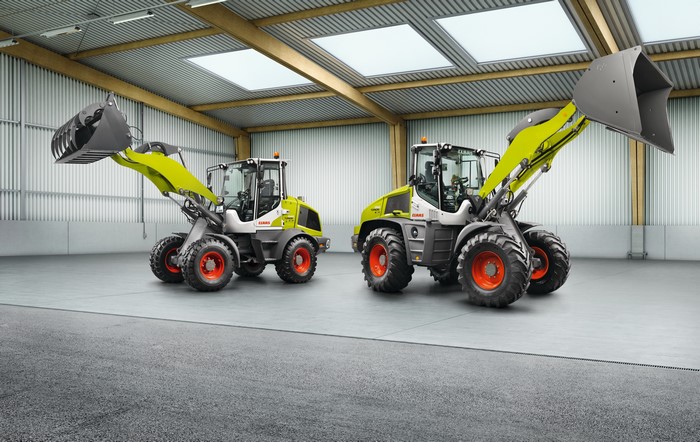 Two Claas Torion Sinus Wheel Loaders