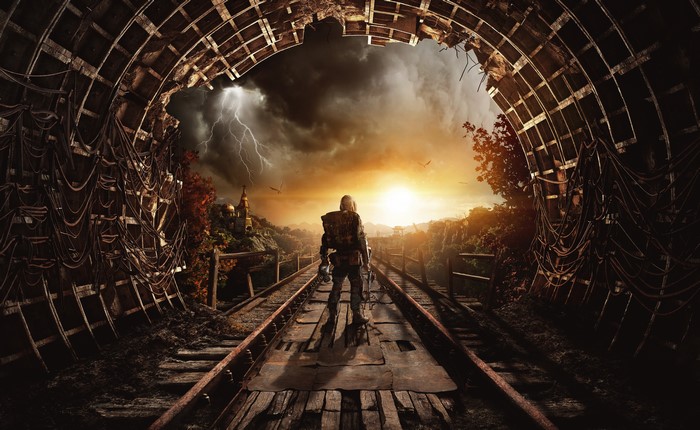 Metro Exodus 4K Lone Figure in Tunnel Sunset