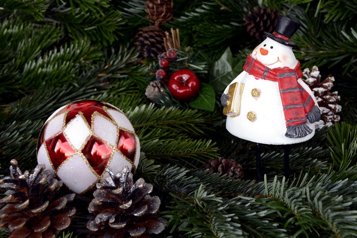 Christmas decoration with snowman and ornament