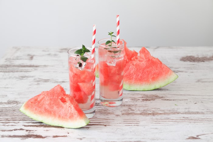 Watermelon Juice in Highball Glasses with Slices