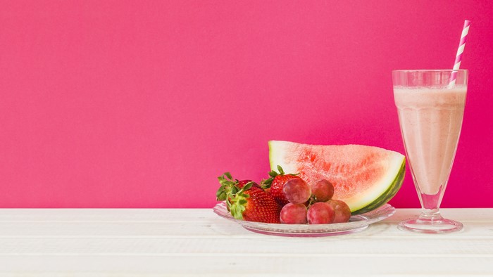 Strawberry and Watermelon Smoothie with Fruit