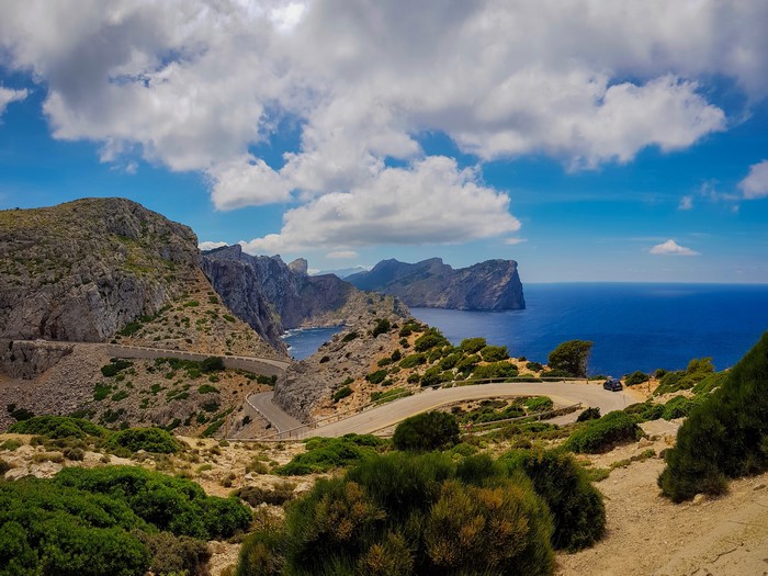 Winding road along the coast of Majorca