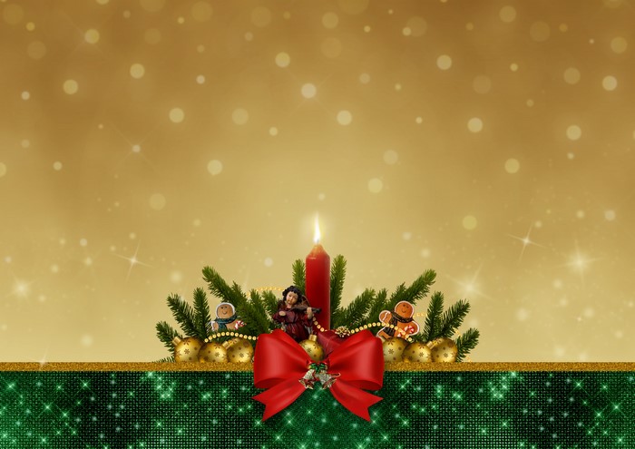 Christmas candle with ornaments and figures