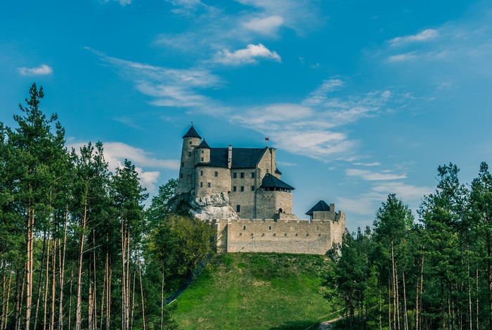 Bobolice Castle in Poland on a sunny day