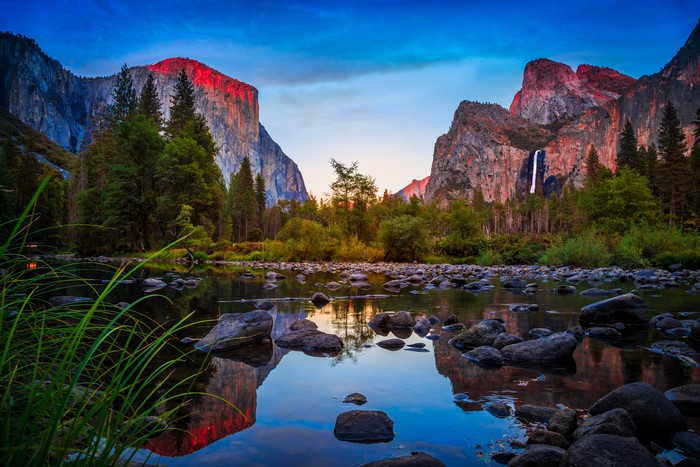 Yosemite National Park Mountains and River at Sunset