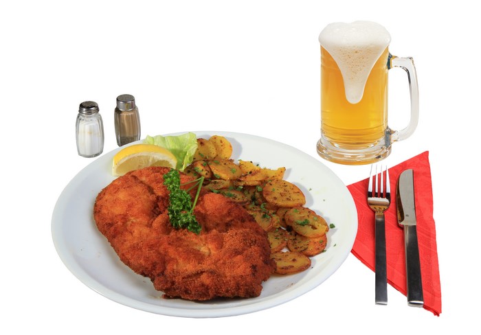 Schnitzel with Potatoes and Beer